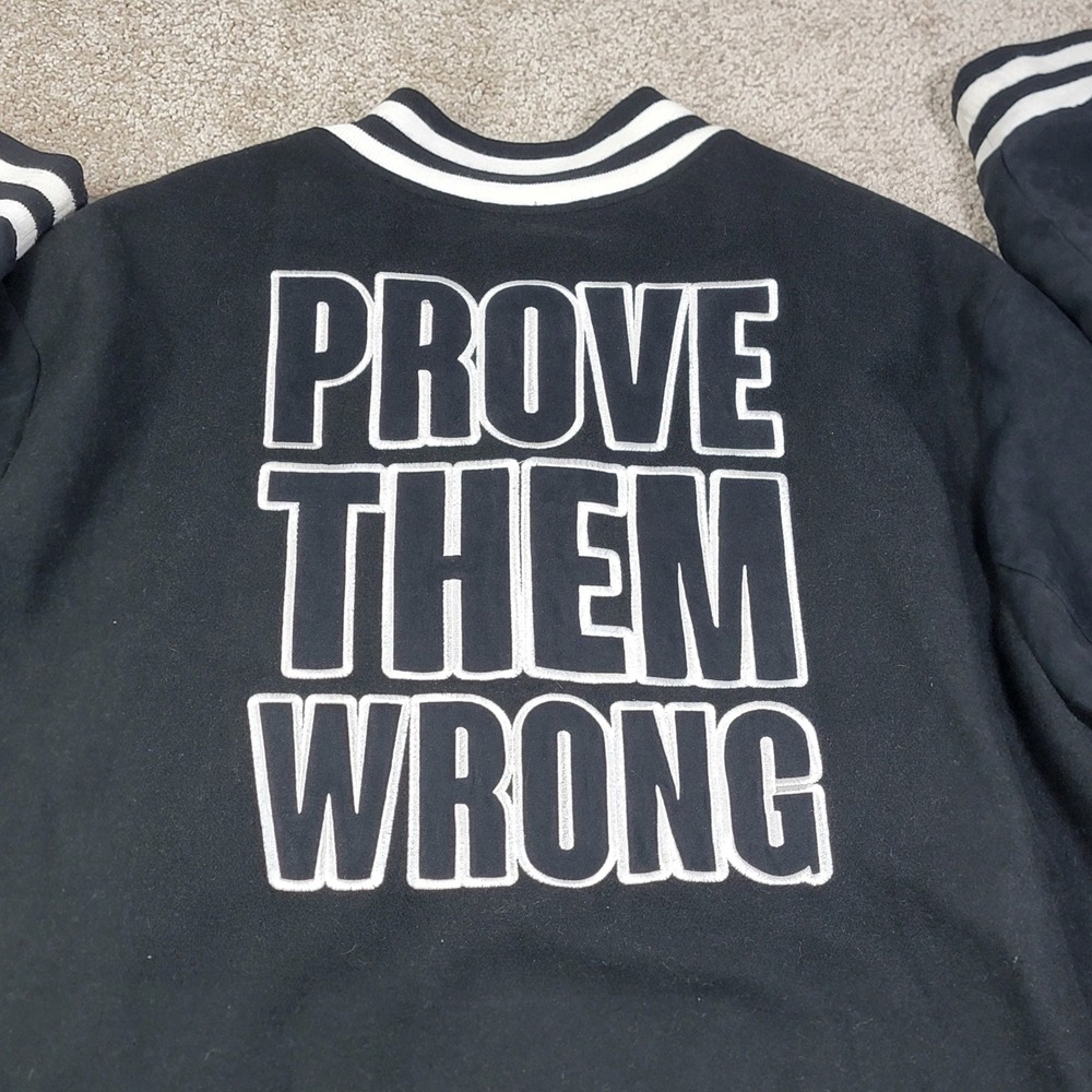 Sean John Mens 3XL Varsity Jacket Black Prove Them Wrong Bomber Letterman Coat